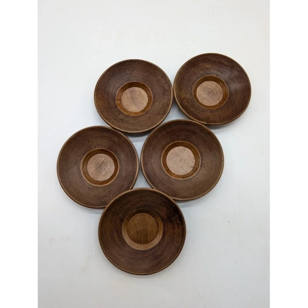 Vintage Japanese Tea Cup Dish Saucers 5 Set Chataku Chawan Traditional Chinese